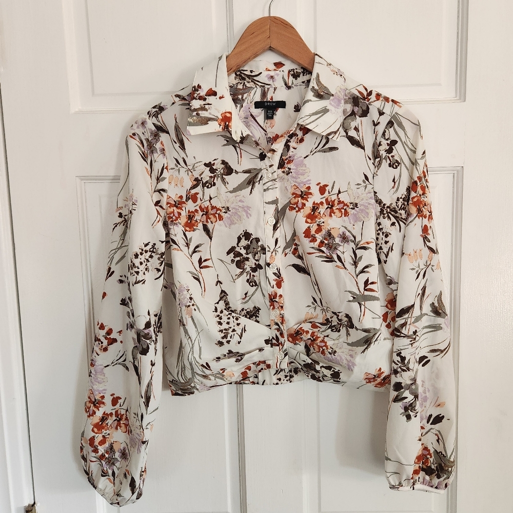 DREW Cream Floral Top